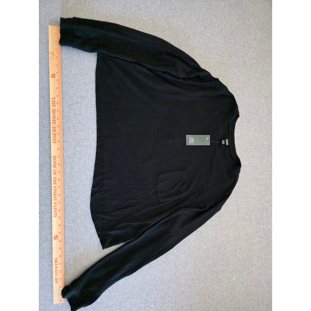 Wild Fable Black Long Sleeve Crew Neck Pocket T Shirt Top XL